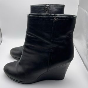 Prada Black Leather Wedge Ankle Boot Size 37